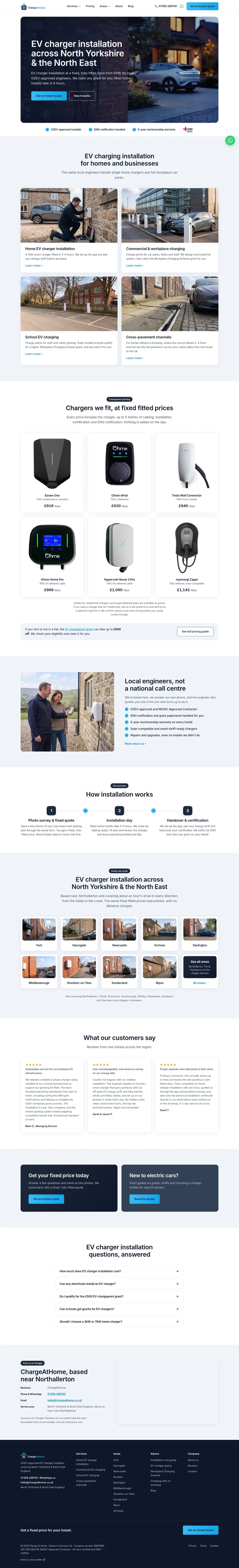 The full ChargeAtHome homepage, built by Local Ladder