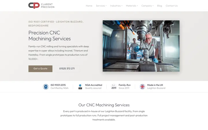 Clarent Precision website screenshot