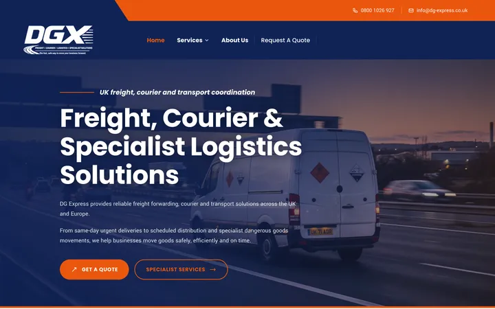 DG Express website screenshot
