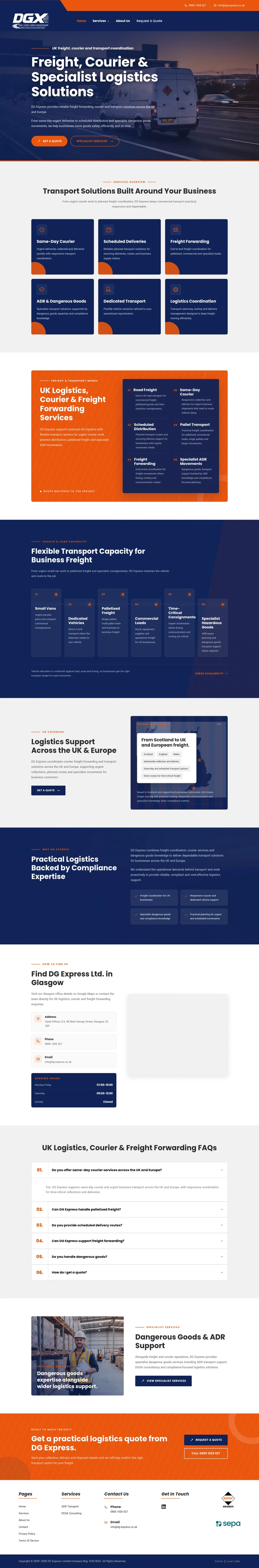 The full DG Express homepage, built by Local Ladder
