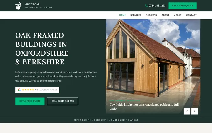 Green Oak Buildings And Construction website screenshot
