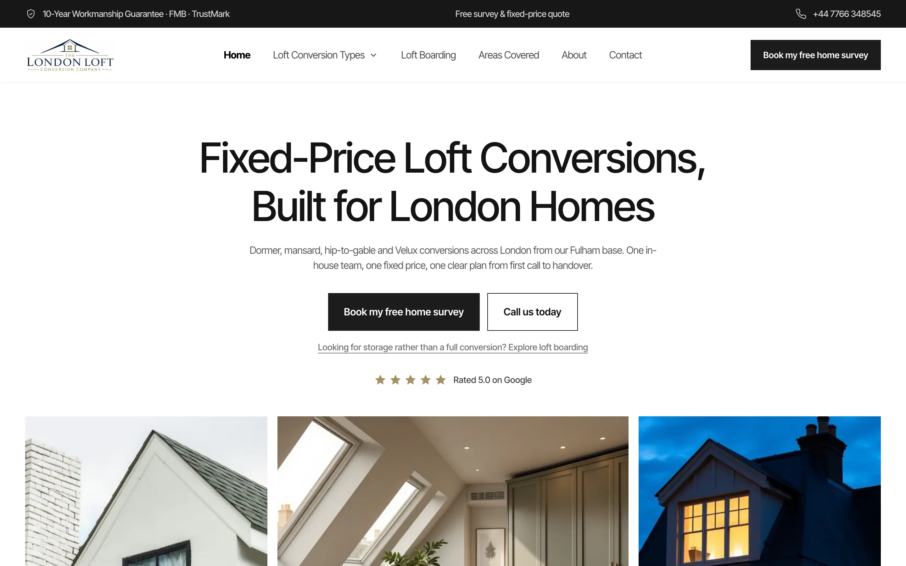 The London Loft Conversion Company website screenshot