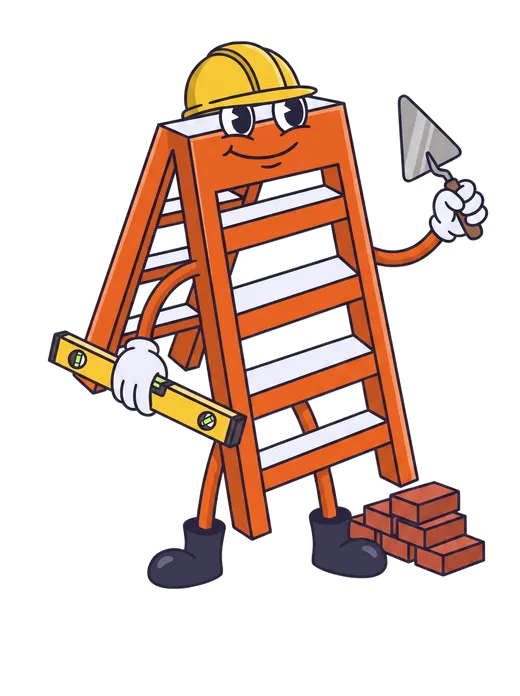 The Local Ladder mascot as a cartoon builder