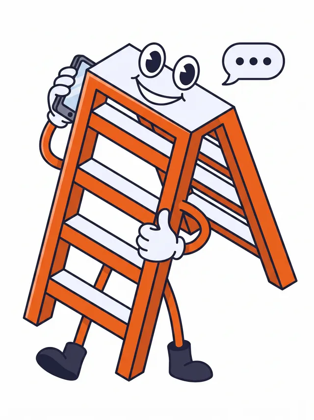 The Local Ladder mascot answering the phone with a thumbs up