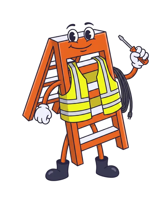 The Local Ladder mascot as a cartoon electrician