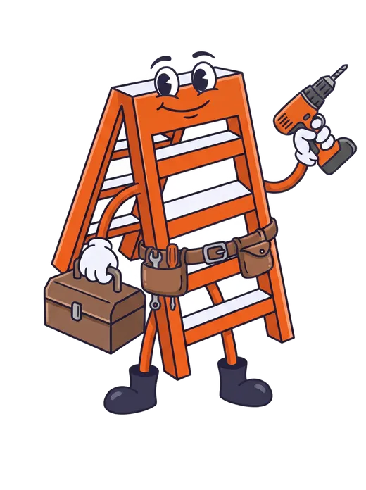 The Local Ladder mascot as a cartoon handyman