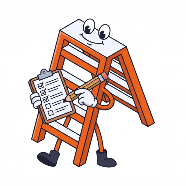 The Local Ladder mascot ticking off a checklist on a clipboard