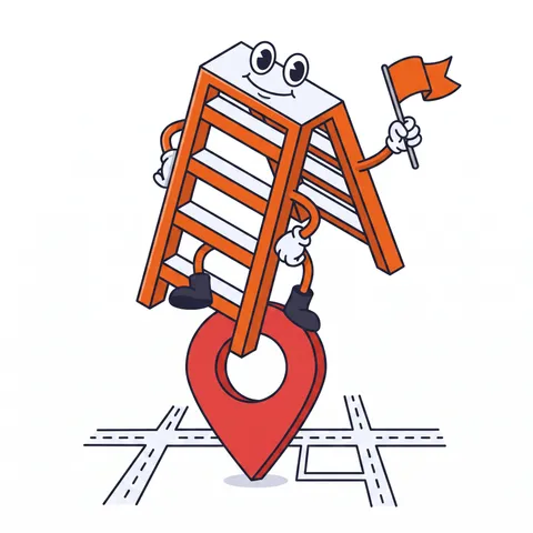 The Local Ladder mascot pointing at the top spot in a Google map pack