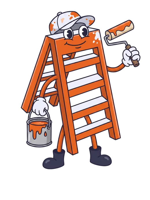 The Local Ladder mascot as a cartoon painter and decorator
