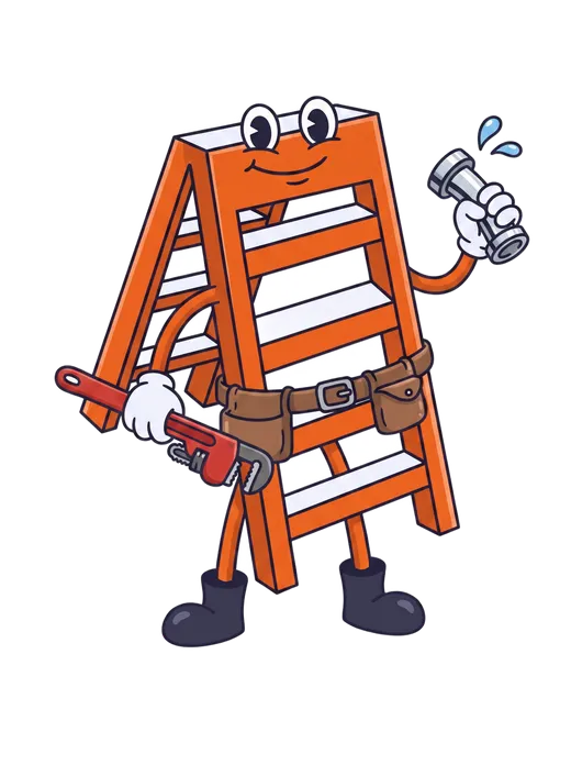 The Local Ladder mascot as a cartoon plumber