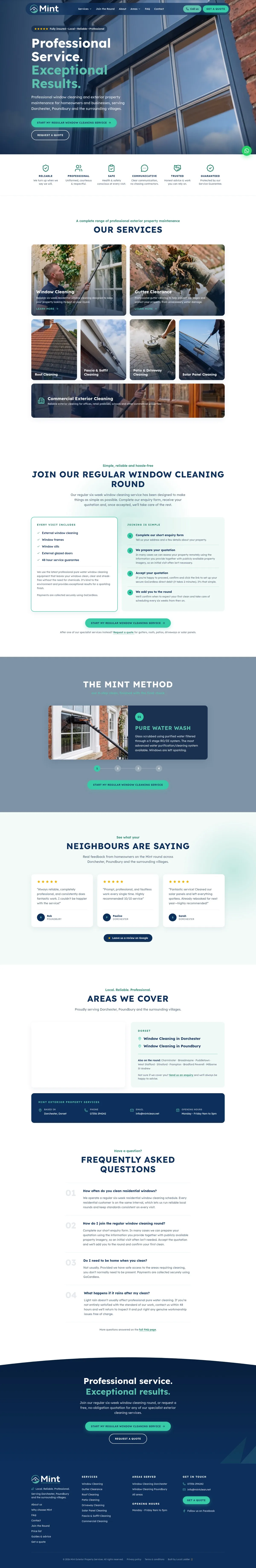 The full Mint Exterior Property Services homepage, built by Local Ladder