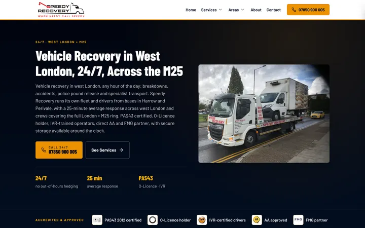Speedy Recovery website screenshot